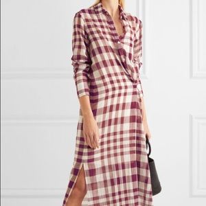 Theory 100% Cotton Plaid LS Dress.